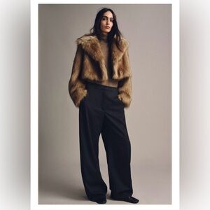 ZARA ZW COLLECTION FAUX FUR CROPPED JACKET SZ S